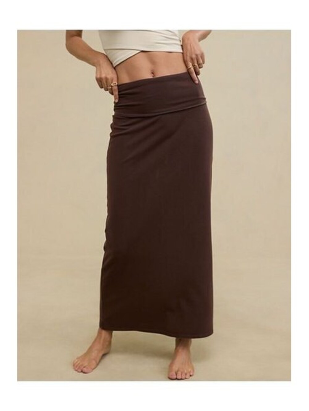 NWT Aerie Dark Brown Chill Up Foldover Maxi Skirt S